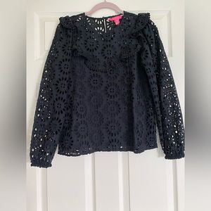 NWOT Lilly Pulitzer Caroline long sleeve eyelet shirt XXS